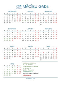 Mācību gada kalendārs 2026./2027. mācību gadam